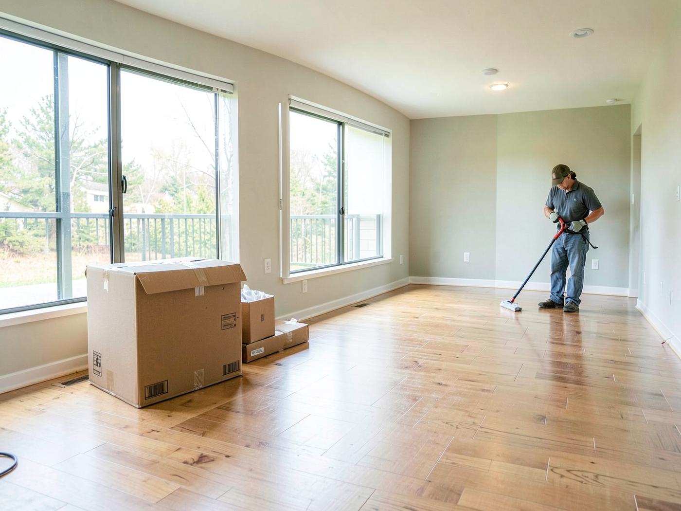 Cleaner preparing an empty home for move in